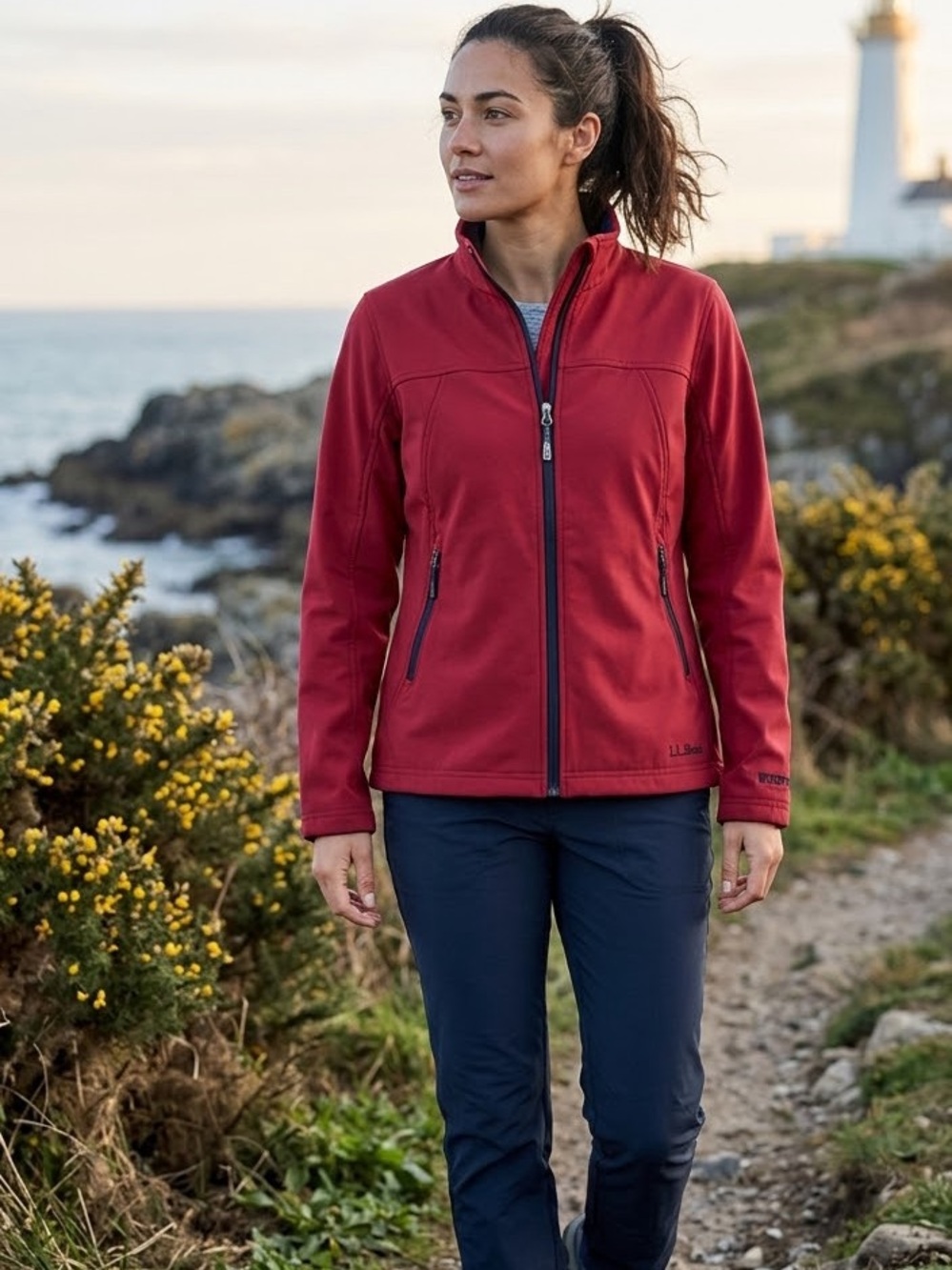 L.L.Bean Red Full Zip Windstopper Jacket Size M